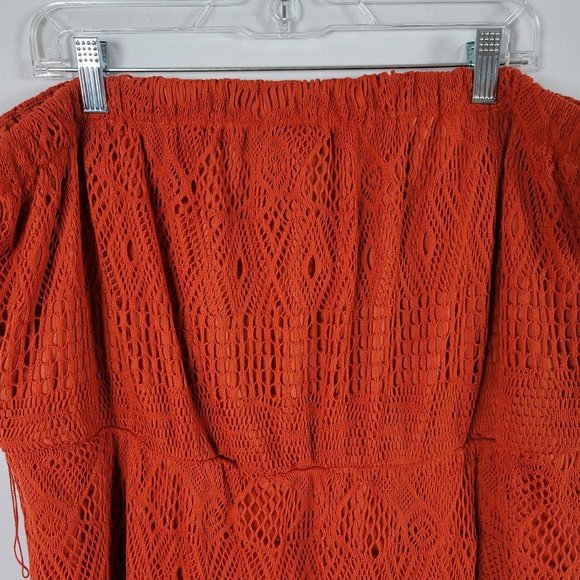 Maurices plus size lace strapless midi dress lined burnt orange - Picture 3 of 5